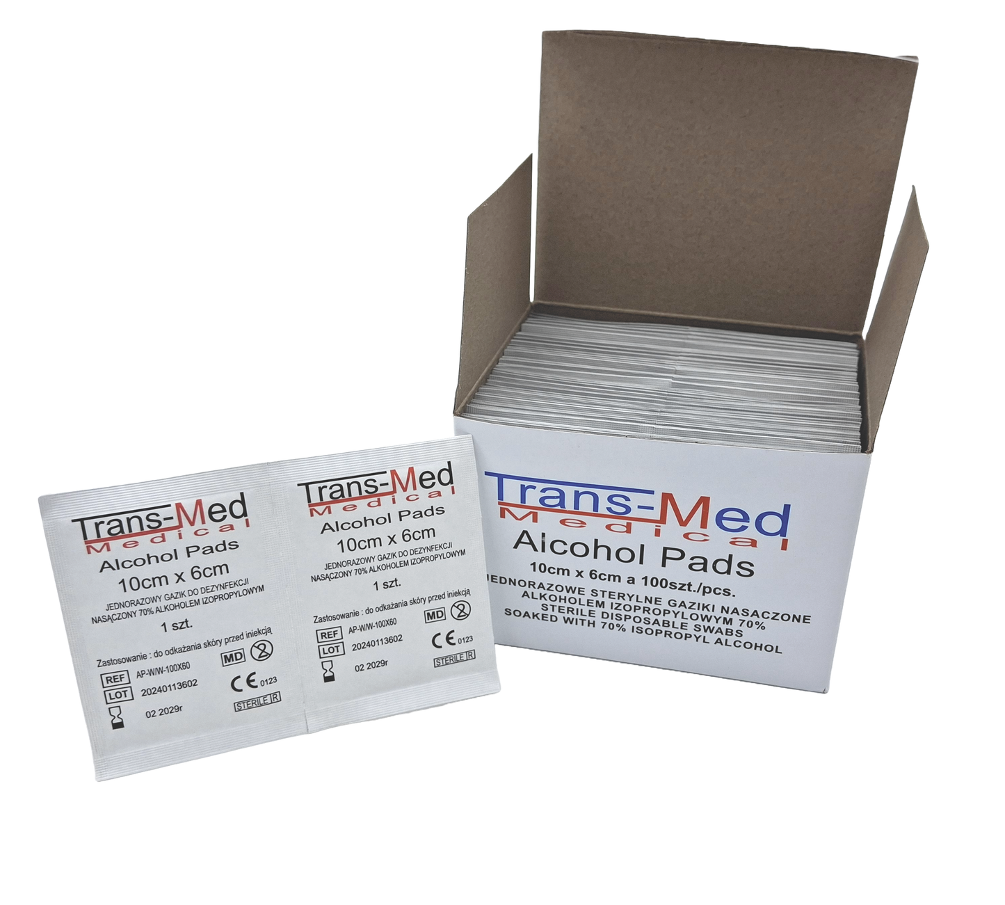 Gaziki nasączone alkoholem 6cm x 10cm TRANS-MED 100 szt.