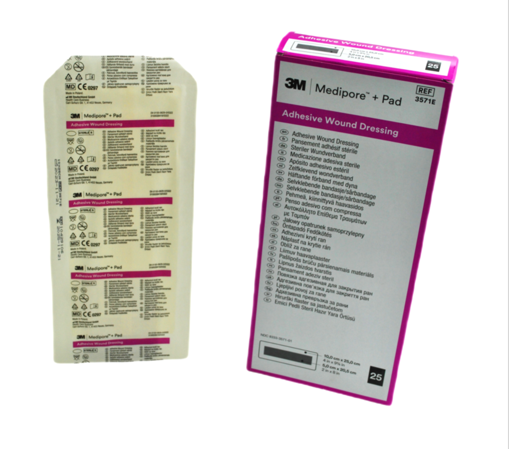 3M MEDIPORE Pad 3571E 10cm x25cm PLASTRY 25SZTUK