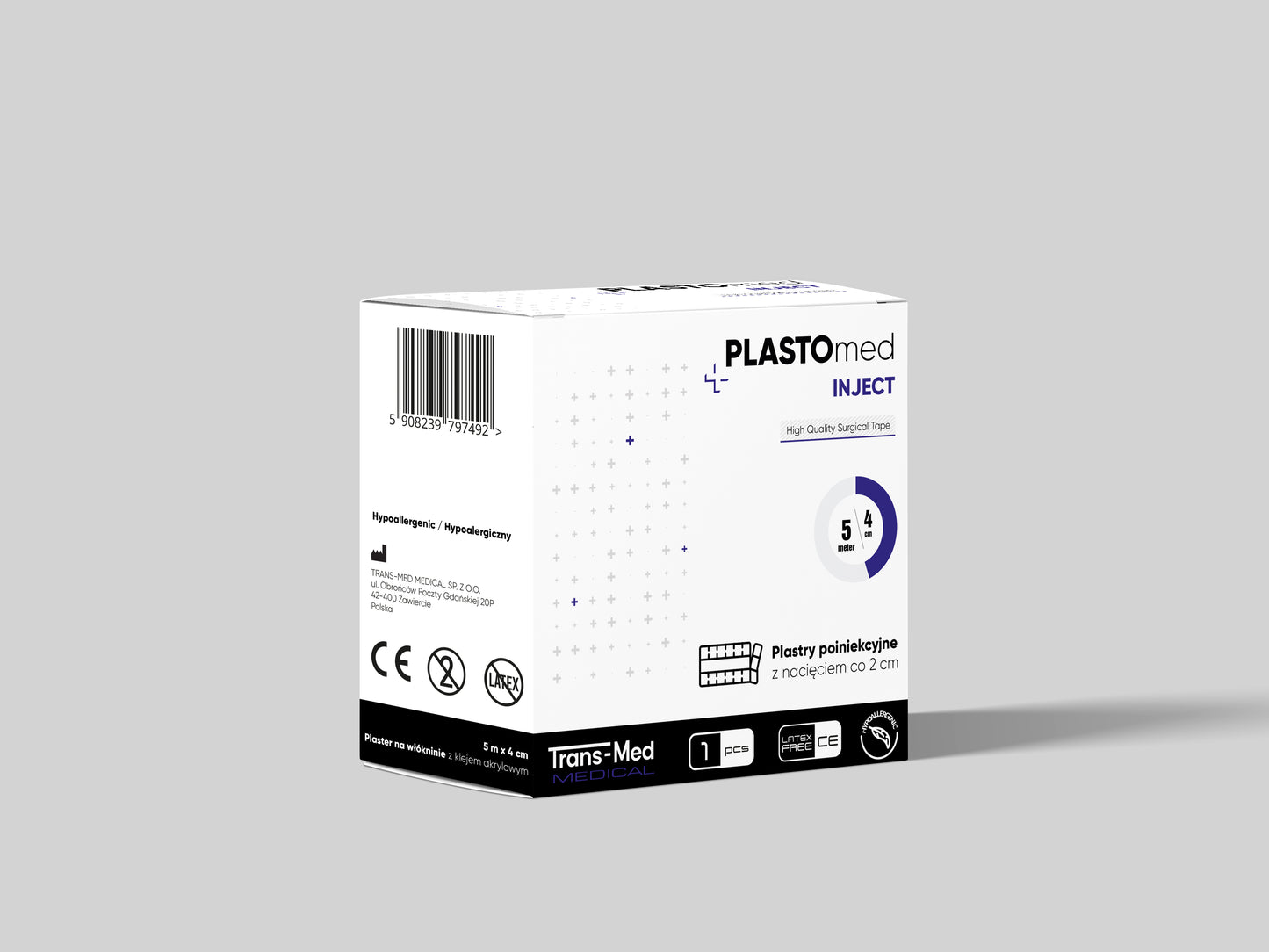 PLASTOmed INJECT przylepiec poiniekcyjny 5m x 4cm 1SZT