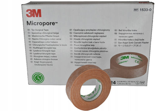 3M Micropore 1,25cm x 9,1m cielisty 1533-0 24SZT.