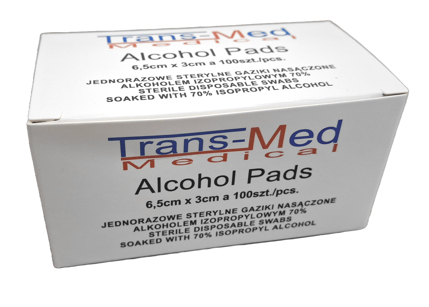 Gaziki nasączone alkoholem 6,5cm x 3,0cm TRANS-MED 100 szt.