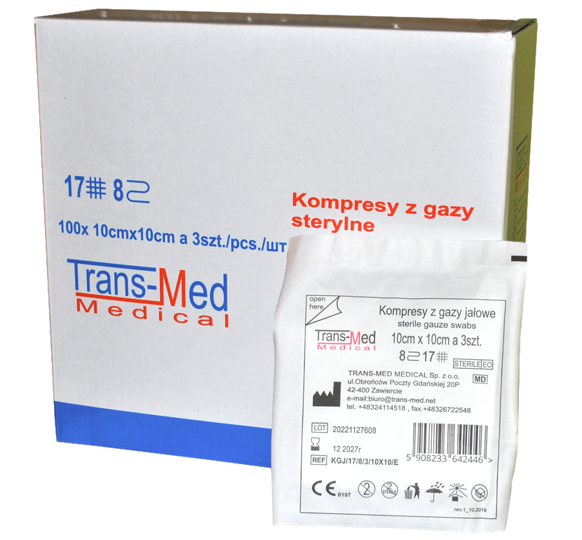 KOMPRESY GAZOWE JAŁOWE 10cm x 10cm a3 - 100op