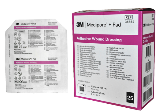 3M MEDIPORE Pad 3566E 10cm x 10cm PLASTRY 25SZTUK