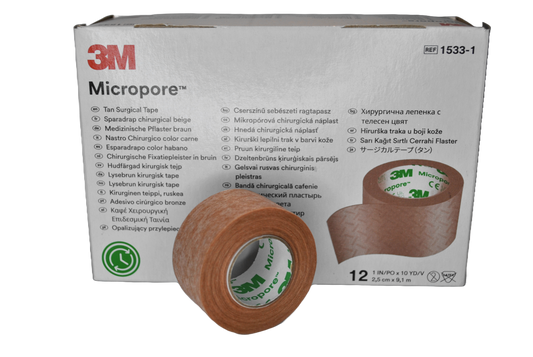 3M Micropore 2,5cm x 9,1m cielisty 1533-1 12SZT.