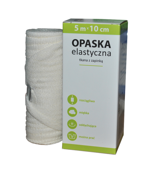 OPASKA ELASTYCZNA Z ZAPINKA 10cm x 5m 1SZT