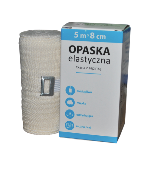 OPASKA ELASTYCZNA Z ZAPINKA 8cm x 5m 1SZT