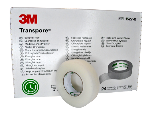 Taśma 3M Transpore PERFOROWANA do rzęs 1,25cm x 9,1m 24SZT 1527-0